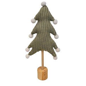 Enfeite Decorativo de Natal Mini Pinheiro - Verde Claro com Pompom - 26x11,5x4cm - 1 unidade - Cromus - Rizzo