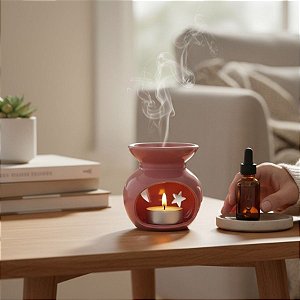 Rechaud Aromatizador de Ambiente - Rosa - 7x7cm - 1 unidade - Rizzo