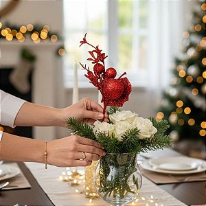 Galho Decorativo de Natal - Vermelho - 25cm - 1 unidade - Cromus - Rizzo