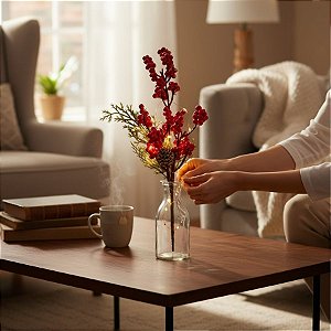 Galho Decorativo de Natal - Berry - Vermelho - 33cm - 1 unidade - Cromus - Rizzo