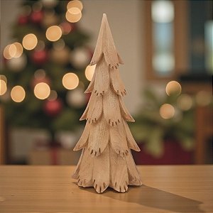 Enfeite Decorativo de Natal em Madeira - Árvore Marrom 30,7x14cm - 1 unidade - Cromus - Rizzo