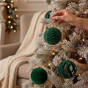 Bolas de Natal em Tubo - Kit Grande Verde - 10x10cm  - 20 unidades - Rizzo