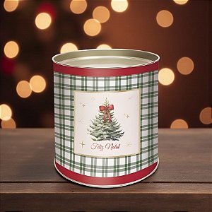 Lata para Panetone Rígida - Pinheiro Xadrez Verde - 250g - 1 unidade - Cromus - Rizzo