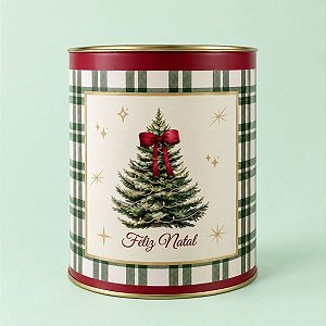 Lata para Panetone Rígida - Pinheiro Xadrez Verde - 100g - 1 unidade - Cromus - Rizzo