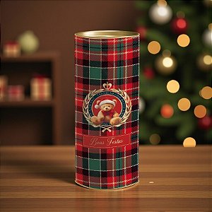 Lata para Presente Rígida - Magia Infinita Urso Natal - M 10,5x24,5x10,5cm - 1 unidade - Cromus - Rizzo