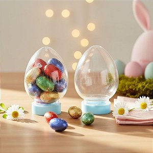 Mini Baleiro Ovo com Tampa Azul Bebê - 7,7cm - 10 unidades - Rizzo