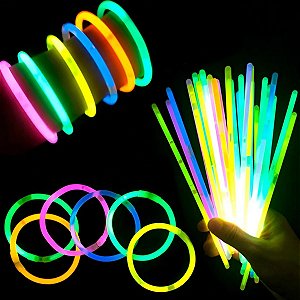 Pulseiras Neon em Tubo - Cores Sortidas - 100 unidades - Rizzo