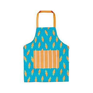 Avental Escolar de Páscoa - Azul e Laranja com Cenouras - 40x45cm - 1 unidade - Cromus - Rizzo