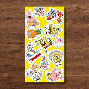 Adesivo Decorativo - Bob Esponja - 5x7cm - 12 unidades - Regina - Rizzo