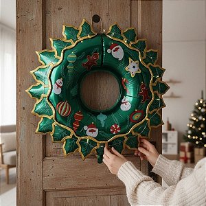 Balão de Festa Microfoil 32" 80 - Guirlanda De Natal - 1 unidade - Rizzo