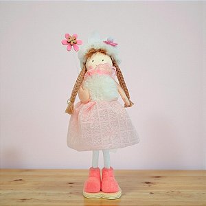 Enfeite Decorativo de Páscoa - Menina com Orelhas de Coelha Rosa - 7x27x5,5cm - 1 unidade - Rizzo