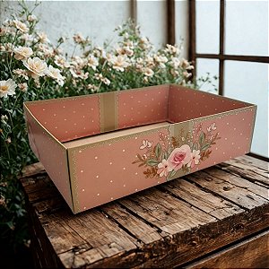 Cesta de Papel Cartão - Amor de Mãe - 24x17x5,5cm - 1 unidade - Decora Doces - Rizzo