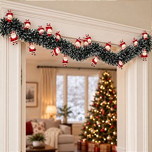 Festão Aramado Decorativo De Natal - Noel - Verde Escuro Nevado - 7x200cm - 1 unidade - Rizzo