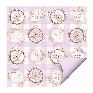 Folha para Ovos de Páscoa Double Face Coelha Serena Lilás 69x89cm - 25 unidades - Cromus - Rizzo