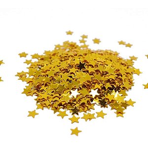 Mini Confete Glitter Dourado - Estrelas - 10g - 1 unidade - Rizzo