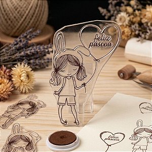 Kit Cartela de Carimbo - Menina Páscoa G - 1 unidade - Rizzo