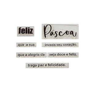 Kit Cartela de Carimbos - Frases de Páscoa M - 6 unidades - Rizzo