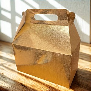 Caixa Sacolinha S12 (20xx11,5x11cm) Ouro Texturizado - 10 unidades - Assk - Rizzo
