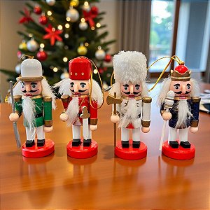 Kit Boneco Soldado Quebra Nozes de Madeira - 10,5cm - 4 unidades - Rizzo