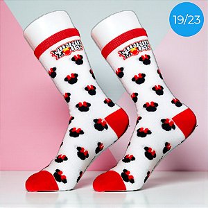 Meia Infantil Cano Médio - Minnie Mouse - Branca - 19/23 - 1 unidade - Disney Original - Rizzo