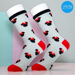Meia Infantil Cano Médio - Minnie Mouse - Cinza - 27/31 - 1 unidade - Disney Original - Rizzo