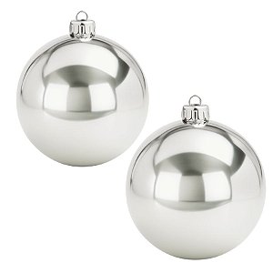 Bolas De Natal - Perolada Prata - 12cm - 2 unidades - Rizzo