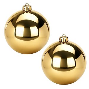 Bolas De Natal - Lisa Dourada - 12cm - 2 unidades - Rizzo