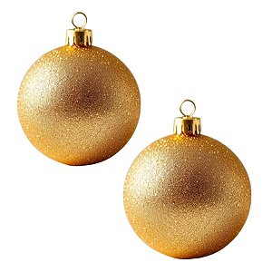 Bolas De Natal - Glitter Dourado - 12cm - 2 unidades - Rizzo