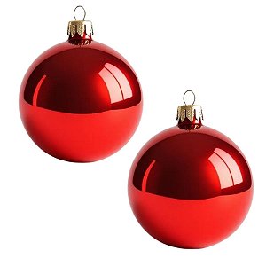 Bolas De Natal - Lisa Vermelha - 12cm - 2 unidades - Rizzo