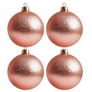 Bolas De Natal - Glitter Rose - 4 unidades - Rizzo