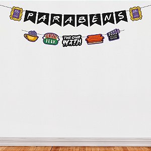 Faixa Decorativa Temática "Parabéns" - Friends - 120x12cm - 1 unidade - Regina - Rizzo