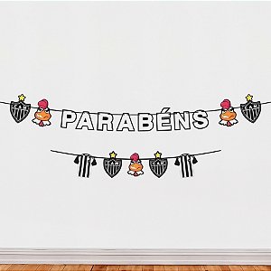 Faixa Decorativa Temática "Parabéns" - Atlético Mineiro - 150x12cm - 1 unidade - Regina - Rizzo