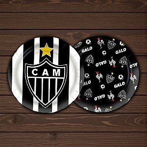 Prato de Papel Redondo - Atlético Mineiro - 18x18cm - 8 unidades - Regina - Rizzo