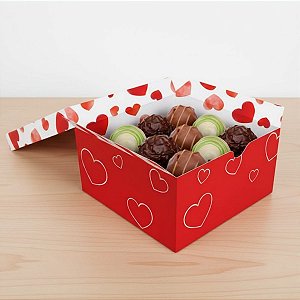 Caixa 9 Doces Retangular - Amore - 11x11x6cm - 4 unidades - Regina - Rizzo