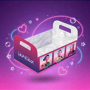 Cesta de Papel Cartão - Guerreiras do K-pop - G 33x20cm - 1 unidade - Festcolor - Rizzo