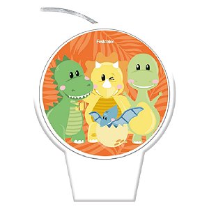 Vela Plana Adesivada - Dino Baby - 8,5cm - 1 unidade - FestColor - Rizzo