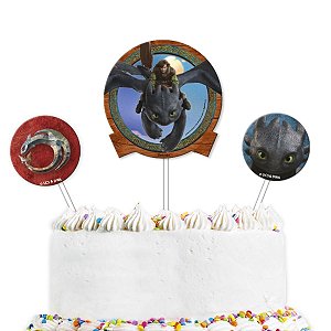 Kit Topo de Bolo - Como Treinar O Seu Dragão - 17,5cm - 3 unidades - FestColor - Rizzo
