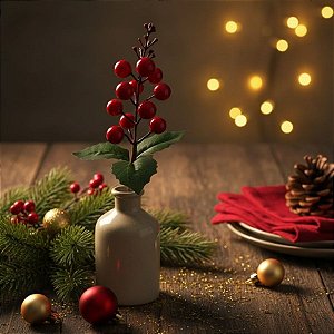 Pick Decorativo de Natal - Galho com Azevinho - 19x6cm - 1 unidade - Rizzo