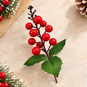 Pick Decorativo de Natal - Galho com Azevinho - 19x6cm - 1 unidade - Rizzo