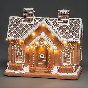 Cenário de Natal - Casinha Gingerbread com Led - 17x10x16cm - 1 unidade - Cromus - Rizzo