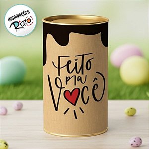 Lata Rigida para Ovos de 500g Kraft Doçura - Feito com Amor - 13x22cm - 1 unidade - Cromus - Rizzo