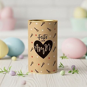 Lata Rigida para Ovos de 250g - Feito com Amor - 9x16,5cm - 1 unidade - Cromus - Rizzo