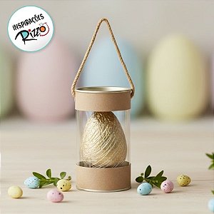 Lata Rigida com Visor e Alça para Ovos de 350g - Kraft - 10x18cm - 1 unidade - Cromus - Rizzo