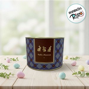 Lata Rigida para Doces e Bombons - Feliz Páscoa - Azul - 10x7cm - 1 unidade - Cromus - Rizzo