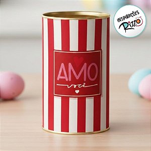 Lata Rigida para Ovos de 500g - Amo Você Listrado - 12,5x22cm - 1 unidade - Cromus - Rizzo
