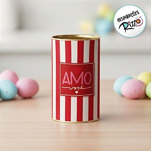 Lata Rigida para Ovos de 250g - Amo Você Listrado - 9x16,5cm - 1 unidade - Cromus - Rizzo