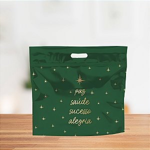Sacola Metalizada com Zip - Desejos Verde e Ouro - 32x40cm - 1 unidade - Cromus - Rizzo