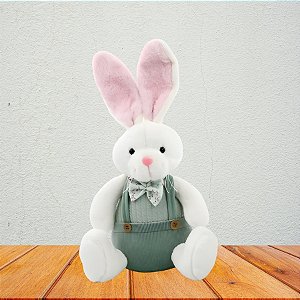 Coelho Decorativo de Páscoa - Suspensório e Gravata Verde - 23x15x33cm - 1 unidade - Cromus - Rizzo