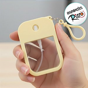 Frasco Spray Portátil Macaron Cartão com Capa de Silicone e Gancho - 38ml - Amarelo - 1 unidade - Rizzo