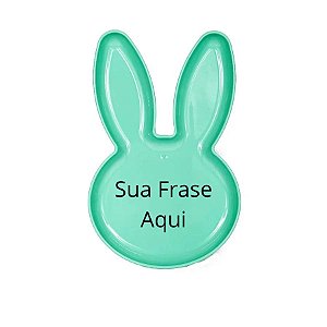 Bandeja Coelho com Frase Personalizado - Verde Claro - 25x15cm  - 1 unidade - Rizzo